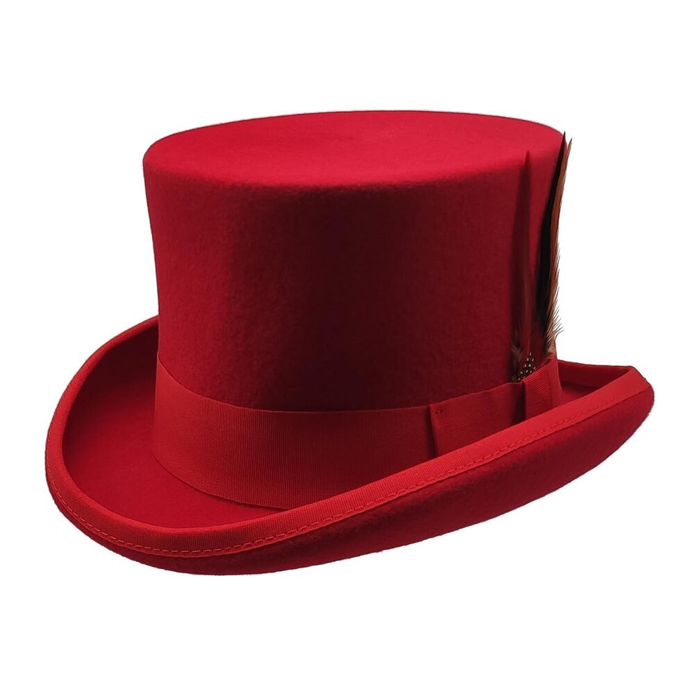 6176 Wool Top Hat Satin Lined Topper Hat Black Tall Tophat Christmas